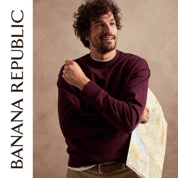 NEW BANANA REPUBLIC * CORE TEMP CREWNECK PULLOVER SWEATSHIRT - Picture 1 of 9